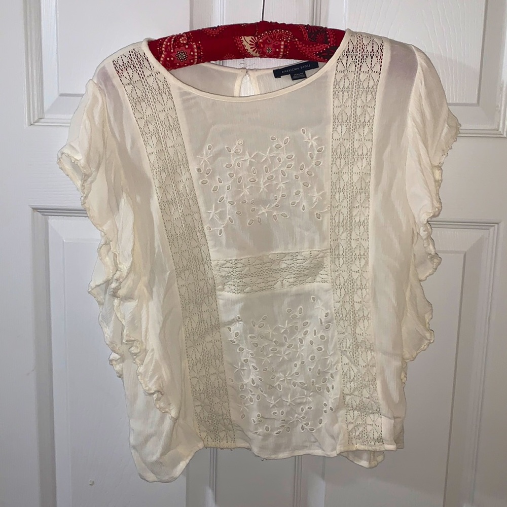 American Eagle Off-White Cream Summer Shirt